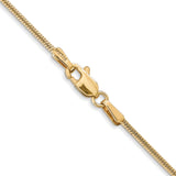 14K Yellow Gold 1.4 mm Polished Chain Necklace, Solid alternate angle