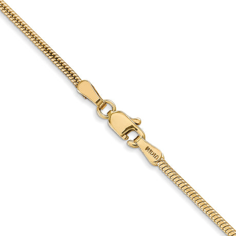 14K Yellow Gold 1.6 mm Polished Chain Necklace, Solid alternate angle
