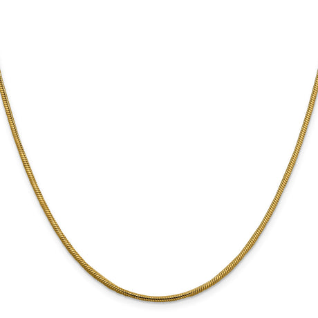 14K Yellow Gold 1.85 mm Polished Chain Necklace, Solid