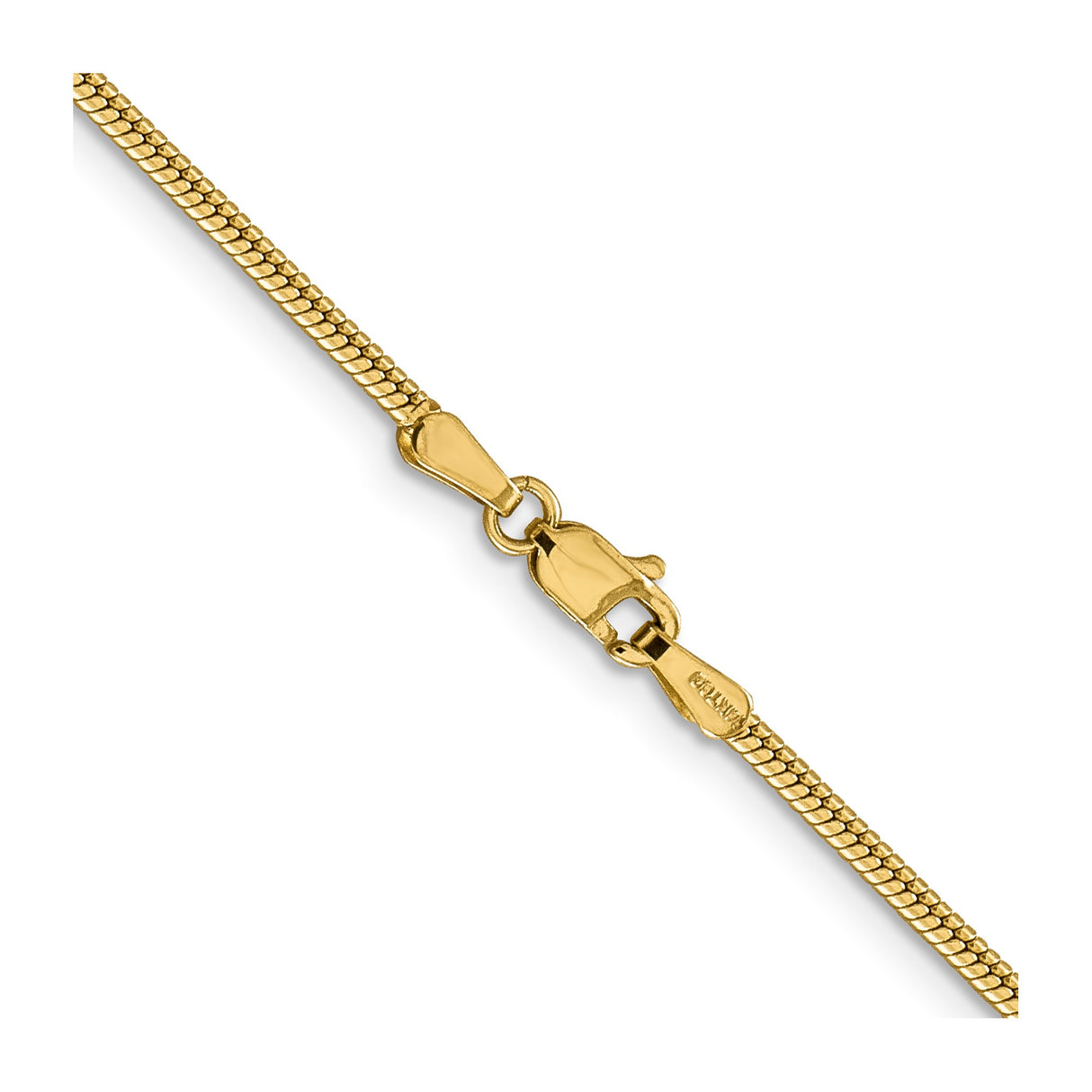14K Yellow Gold 1.85 mm Polished Chain Necklace, Solid alternate angle