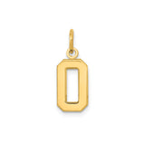 14k Yellow Gold Number 0 Pendant Charm, Octagon Edge Polished Design for Women or Unisex Wear