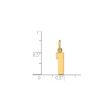 14k Yellow Gold Number One Pendant Charm, Polished Block Font, Unisex Jewelry