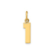 14k Yellow Gold Number One Pendant Charm, Polished Block Font, Unisex Jewelry