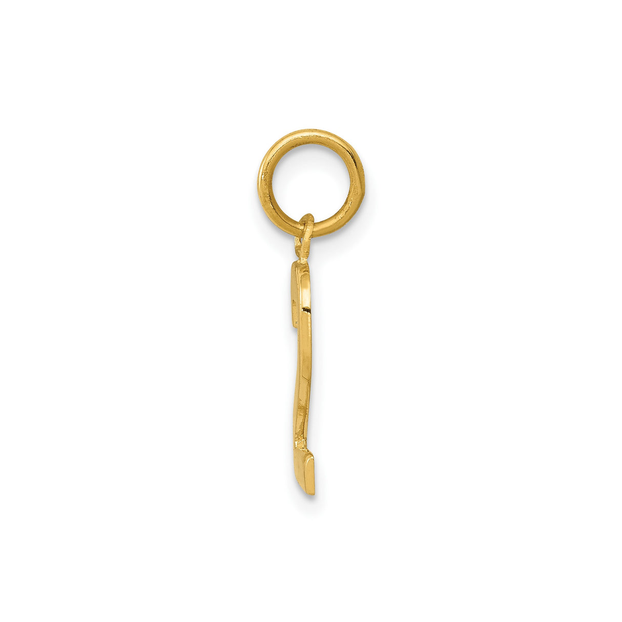 14k Yellow Gold Number 2 Pendant, Solid Polished Numeric Charm, Minimalist Unisex Jewelry