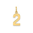 14k Yellow Gold Number 2 Pendant, Solid Polished Numeric Charm, Minimalist Unisex Jewelry