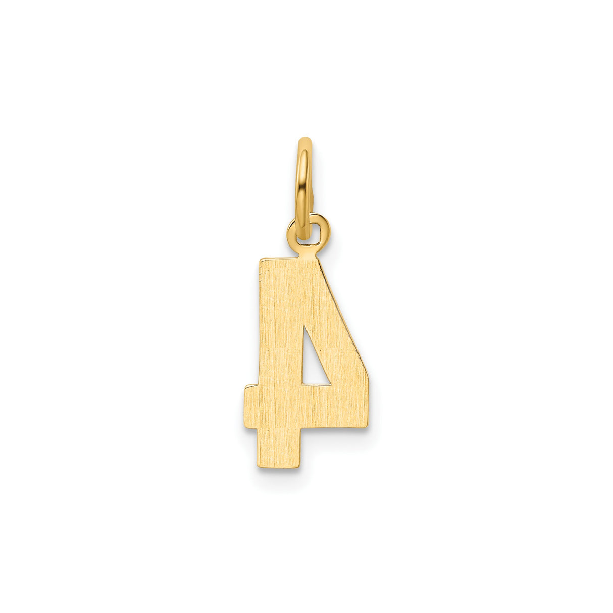 14k Yellow Gold Number 4 Pendant Charm, Polished Numeric Design, Unisex Jewelry Accessory