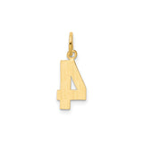 14k Yellow Gold Number 4 Pendant Charm, Polished Numeric Design, Unisex Jewelry Accessory