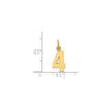 14k Yellow Gold Number 4 Pendant Charm, Polished Numeric Design, Unisex Jewelry Accessory