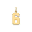 14k Yellow Gold Number 6 Pendant Charm, Bold Block Style for Men or Women