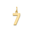 14k Yellow Gold Number 7 Pendant, Polished Block Numeral Charm, Minimalist Unisex Jewelry