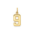 14k Yellow Gold Number 9 Pendant Charm, Bold Block Font, Unisex Jewelry