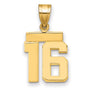 14k Yellow Gold Number 16 Pendant, Bold Block Design Unisex Charm
