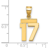 14k Yellow Gold Number 17 Pendant, Bold Modern Numeric Charm for Men and Women