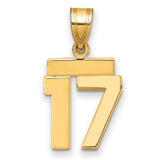 14k Yellow Gold Number 17 Pendant, Bold Modern Numeric Charm for Men and Women