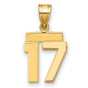 14k Yellow Gold Number 17 Pendant, Bold Modern Numeric Charm for Men and Women