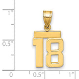 14k Yellow Gold Number 18 Pendant, Bold Polished Numeric Charm for Men or Women