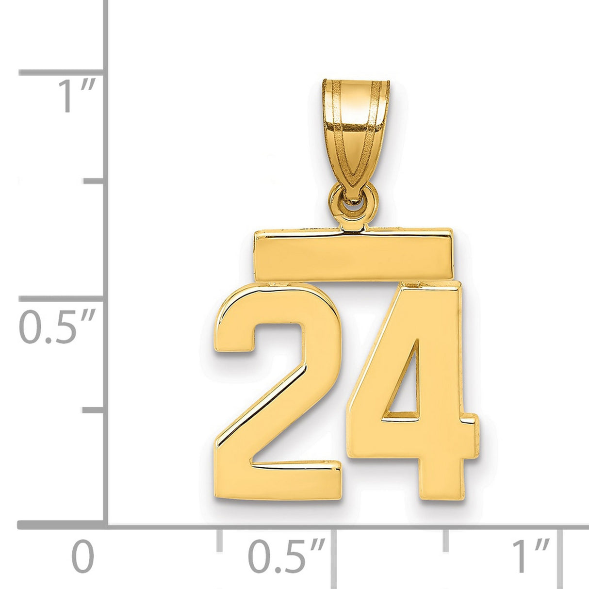 14k Yellow Gold Number 24 Pendant with Horizontal Bar, Hip Hop Sports Style for Men or Unisex