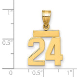 14k Yellow Gold Number 24 Pendant with Horizontal Bar, Hip Hop Sports Style for Men or Unisex