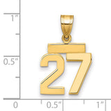 14k Yellow Gold Number 27 Pendant, Polished Digits, Unisex Jewelry for Birthday or Sports