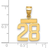 Small Polished Number 28 Charm Pendant in Real 14k Yellow Gold