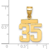 14k Yellow Gold Pendant, Number 35 Bold Block Style, Jersey or Sports Charm for Men or Unisex