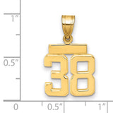 Small Polished Number 38 Charm Pendant in Real 14k Yellow Gold