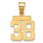 Small Polished Number 38 Charm Pendant in Real 14k Yellow Gold