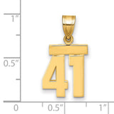 Small Polished Number 41 Charm Pendant in Real 14k Yellow Gold