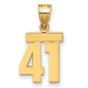 Small Polished Number 41 Charm Pendant in Real 14k Yellow Gold
