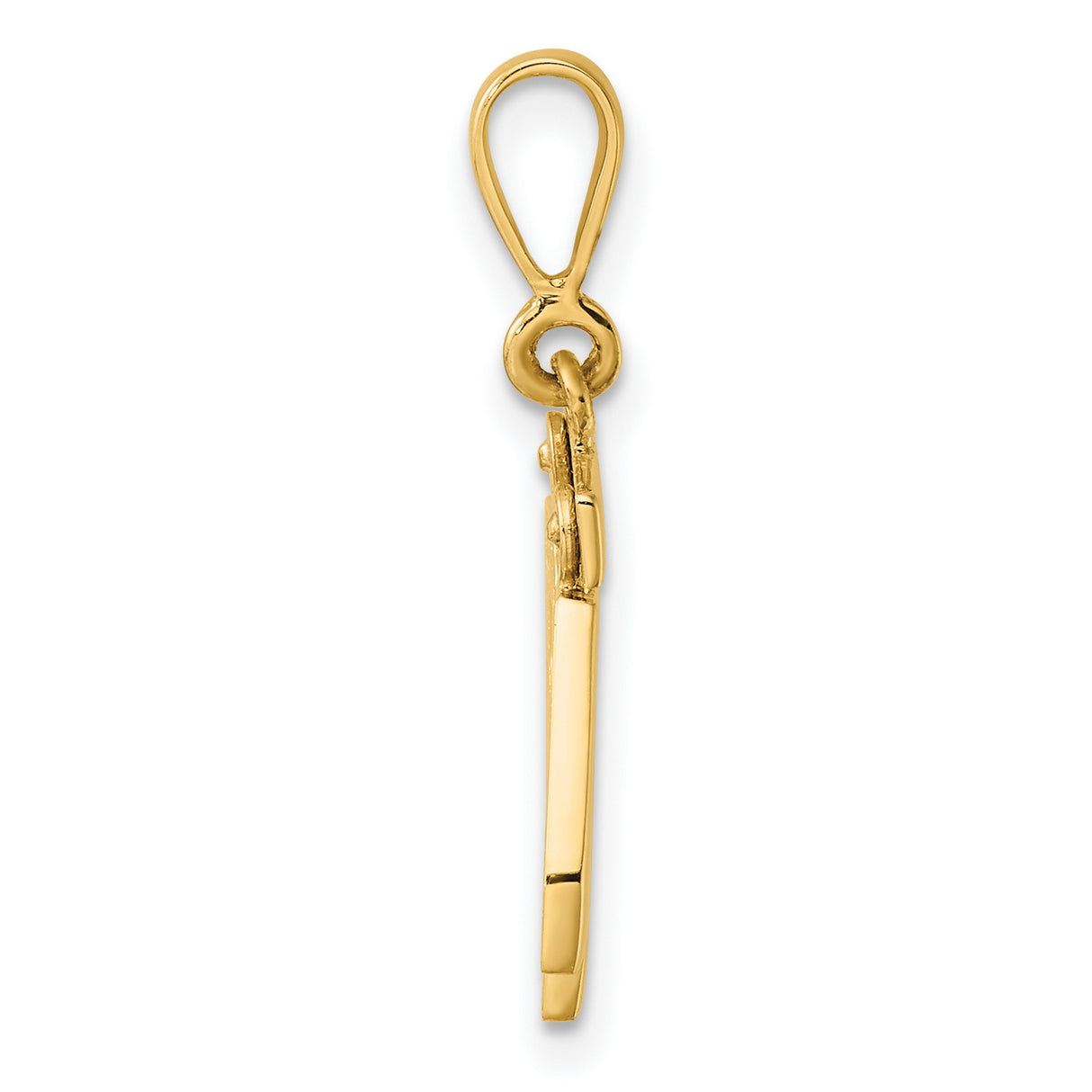 14k Yellow Gold Number 42 Pendant Charm with Bold Polished Digits and Bar Detail