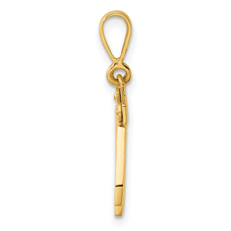 14k Yellow Gold Number 42 Pendant Charm with Bold Polished Digits and Bar Detail