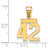14k Yellow Gold Number 42 Pendant Charm with Bold Polished Digits and Bar Detail