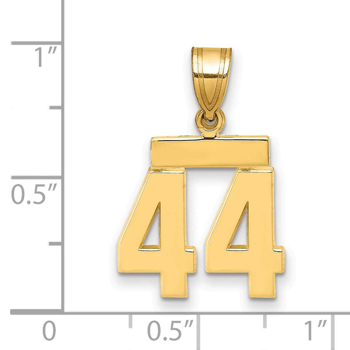 Small Polished Number 44 Charm Pendant in Real 14k Yellow Gold