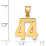 Small Polished Number 44 Charm Pendant in Real 14k Yellow Gold