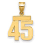 Small Polished Number 45 Charm Pendant in Real 14k Yellow Gold
