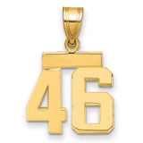 Small Polished Number 46 Charm Pendant in Real 14k Yellow Gold