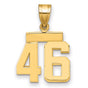 Small Polished Number 46 Charm Pendant in Real 14k Yellow Gold