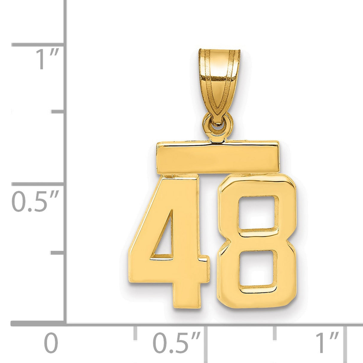 Small Polished Number 48 Charm Pendant in Real 14k Yellow Gold