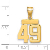 Small Polished Number 49 Charm Pendant in Real 14k Yellow Gold