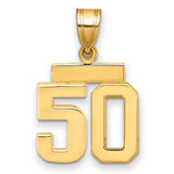 Small Polished Number 50 Charm Pendant in Real 14k Yellow Gold