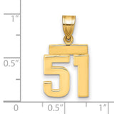 14k Yellow Gold Number 51 Pendant, Bold Modern Sports Charm for Men or Unisex