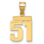 14k Yellow Gold Number 51 Pendant, Bold Modern Sports Charm for Men or Unisex