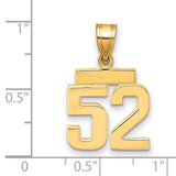 Small Polished Number 52 Charm Pendant in Real 14k Yellow Gold