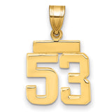 Small Polished Number 53 Charm Pendant in Real 14k Yellow Gold