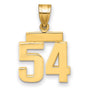 Small Polished Number 54 Charm Pendant in Real 14k Yellow Gold