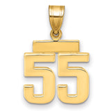 Small Polished Number 55 Charm Pendant in Real 14k Yellow Gold