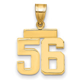 Small Polished Number 56 Charm Pendant in Real 14k Yellow Gold