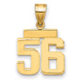 Small Polished Number 56 Charm Pendant in Real 14k Yellow Gold