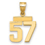 Small Polished Number 57 Charm Pendant in Real 14k Yellow Gold