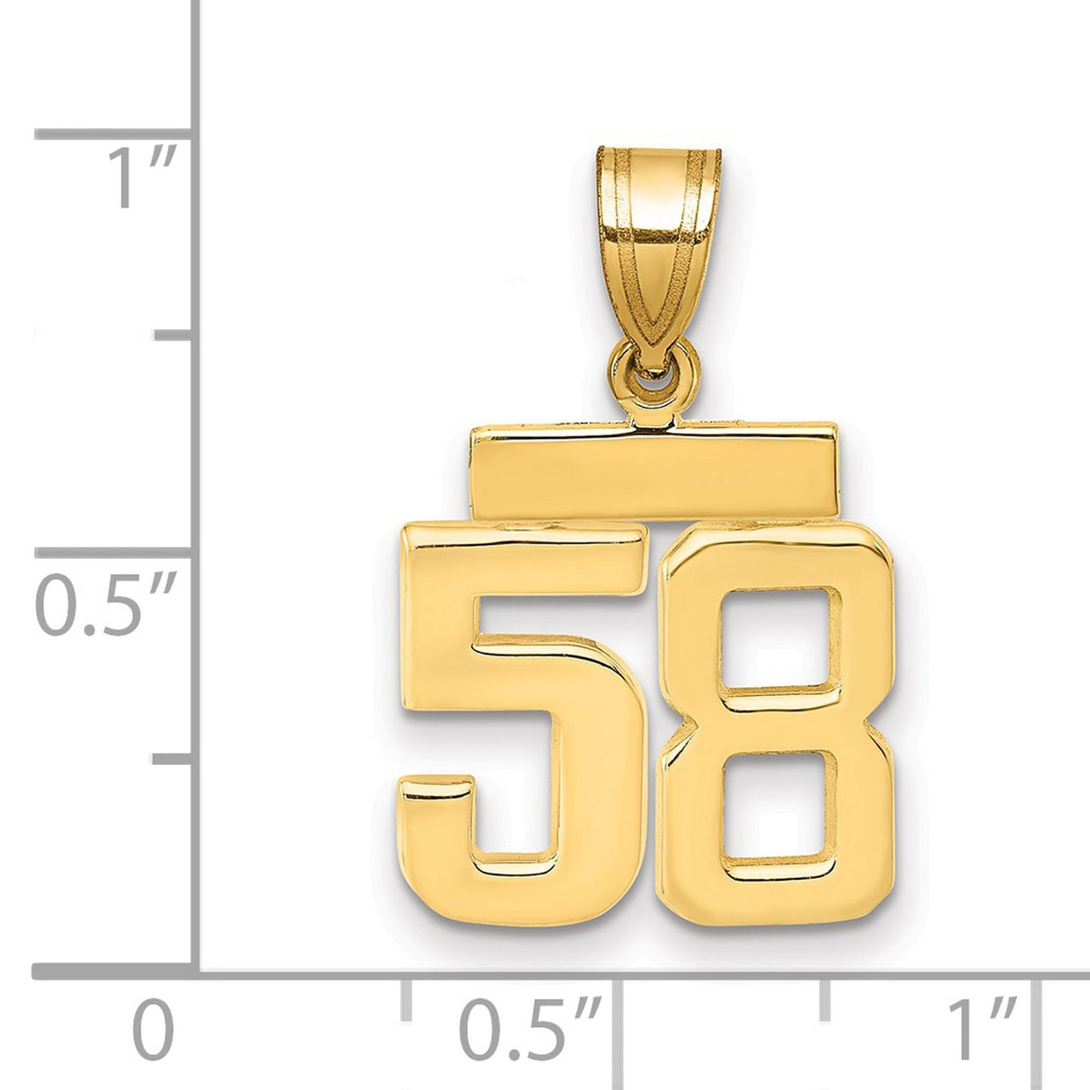 14k Yellow Gold Number 58 Pendant, Bold Block Jersey Number Charm for Men or Unisex